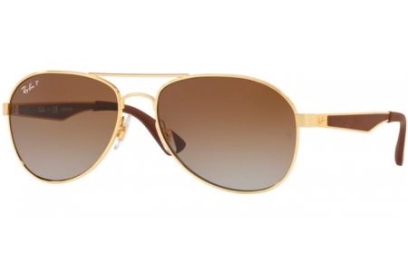 Lunettes de soleil - Ray-Ban® - Ray-Ban® RB3549 - 001/T5 GOLD // CLEAR GRADIENT GREEN POLARIZED
