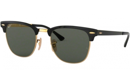 Sunglasses - Ray-Ban® - Ray-Ban® RB3716 CLUBMASTER METAL - 187/58 GOLD TOP BLACK // GREEN POLARIZED
