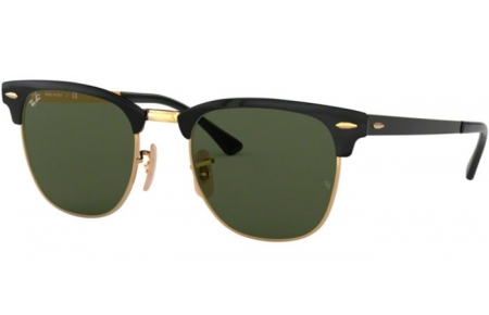 Sunglasses - Ray-Ban® - Ray-Ban® RB3716 CLUBMASTER METAL - 187 GOLD TOP ON BLACK // GREEN