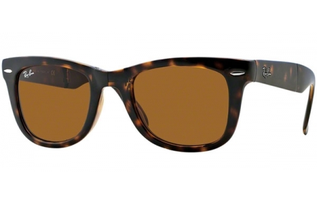 Gafas de Sol - Ray-Ban® - Ray-Ban® RB4105 FOLDING WAYFARER - 710 LIGHT HAVANA // CRYSTAL BROWN