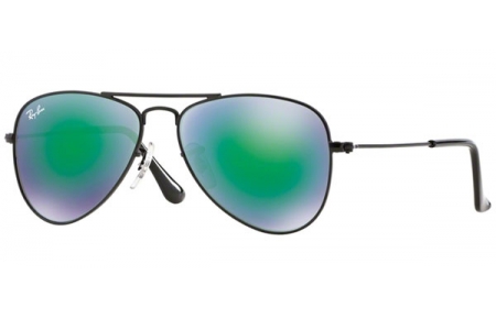 Lunettes Junior - Ray-Ban® Junior Collection - RJ9506S - 201/3R MATTE BLACK // LIGHT GREEN MIRROR GREEN