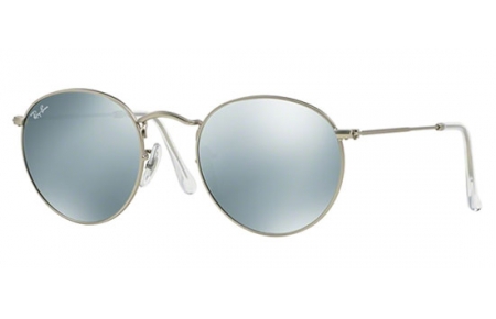 Gafas de Sol - Ray-Ban® - Ray-Ban® RB3447 ROUND METAL - 019/30 MATTE SILVER // LIGHT GREEN MIRROR SILVER