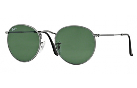 Gafas de Sol - Ray-Ban® - Ray-Ban® RB3447 ROUND METAL - 029 MATTE GUNMETAL // CRYSTAL GREEN