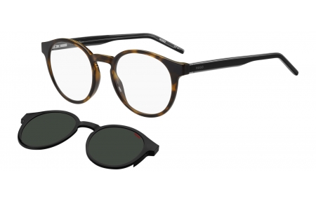 Monturas - HUGO - HG 1244/CS - O63 (QT) HAVANA RED // CLEAR + CLIP ON GREEN