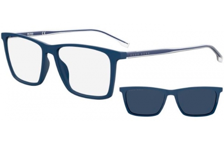 Lunettes de vue - BOSS Hugo Boss - BOSS 1151/CS - FLL (KU) MATTE BLUE // CLEAR + CLIP ON BLUE GREY