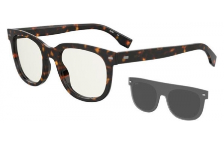 Lunettes de vue - BOSS Hugo Boss - BOSS 1444/CS-2 - 086 (IR) HAVANA // CLEAR + CLIP ON GREY BLUE