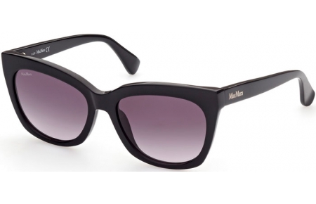 Sunglasses - MaxMara - MM0009 LOGO3 - 01B  SHINY BLACK // GREY GRADIENT