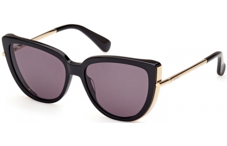 Lunettes de soleil - MaxMara - MM0095 LIZ1 - 01A  SHINY BLACK // GREY