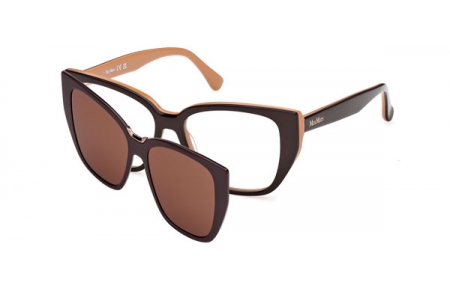 Monturas - MaxMara - MM5212 - 050  BROWN LIGHT BROWN // CLEAR + CLIP ON BROWN