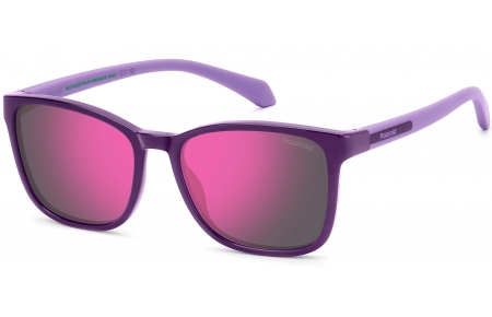 Gafas Junior - Polaroid Junior - PLD 8077/S - 0T7 (AI) PLUM // GREY MIRROR PINK POLARIZED