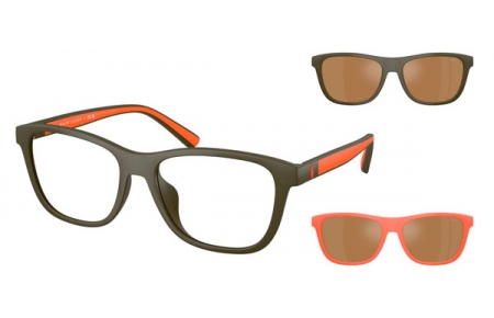 Monturas - POLO Ralph Lauren - PH4228U - 5216F9  MATTE GREEN OLIVE // CLEAR + CLIP ON BROWN MIRROR BRONZE