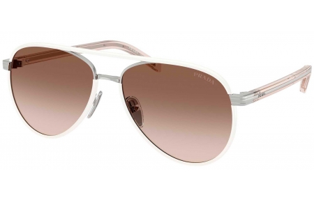 Gafas de Sol - Prada - SPR B57S - 23E10S  WHITE SILVER // COFFEE GRADIENT MIRROR GOLD