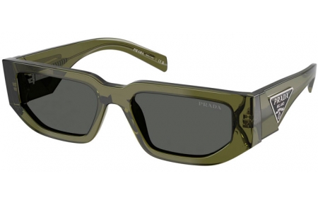 Lunettes de soleil - Prada - SPR 09ZS - 25A40L  TRANSPARENT MILITARY GREEN // DARK GREY