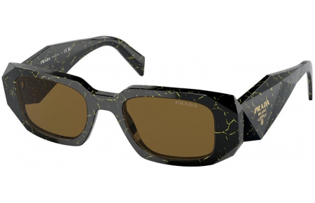 Gafas de Sol - Prada - SPR 17WS - 19D01T BLACK ON YELLOW MARBLE // DARK BROWN