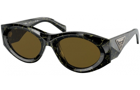 Gafas de Sol - Prada - SPR 20ZS - 19D01T BLACK ON YELLOW MARBLE // DARK BROWN