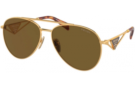 Sunglasses - Prada - SPR 73ZS - 5AK01T  GOLD // DARK BROWN