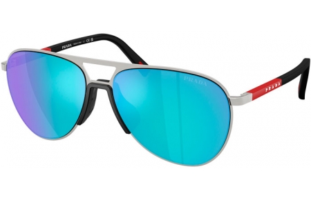 Gafas de Sol - Prada Linea Rossa - SPS 53ZS - 1BC08R  SILVER // LIGHT GREEN MIRROR