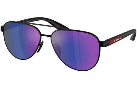 Gafas de Sol - Prada Linea Rossa - SPS A52S - DG005U  MATTE RUBBER BLACK // DARK BLUE MIRROR VIOLET