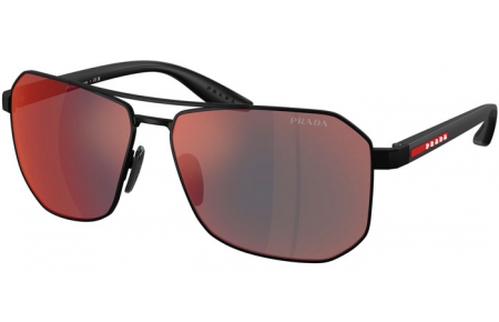 Gafas de Sol - Prada Linea Rossa - SPS A53S - DG008F  MATTE RUBBER BLACK // DARK GREY MIRROR BLUE RED