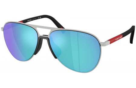 Gafas de Sol - Prada Linea Rossa - SPS 53ZS - 1BC08R  SILVER // LIGHT GREEN MIRROR