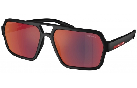 Gafas de Sol - Prada Linea Rossa - SPS A06S - DG008F  MATTE RUBBER BLACK // DARK GREY MIRROR BLUE RED
