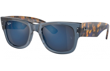 Sunglasses - Ray-Ban® - Ray-Ban® RB0840S MEGA WAYFARER - 6638O4 TRANSPARENT DARK BLUE // BLUE MIRROR ANTIREFLECTION