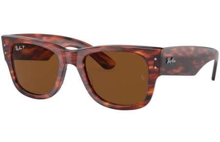 Sunglasses - Ray-Ban® - Ray-Ban® RB0840S MEGA WAYFARER - 954/57 STRIPED HAVANA // BROWN POLARIZED