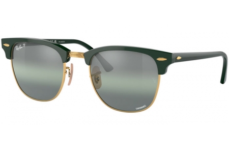Gafas de Sol - Ray-Ban® - Ray-Ban® RB3016 CLUBMASTER - 1368G4 GREEN ON GOLD // SILVER GRADIENT GREEN MIRROR POLARIZED