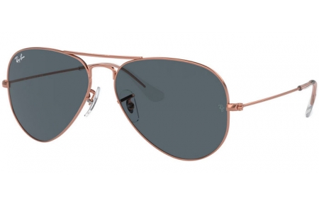 Sunglasses - Ray-Ban® - Ray-Ban® RB3025 AVIATOR LARGE METAL - 9202R5  ROSE GOLD // BLUE