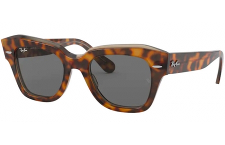 Sunglasses - Ray-Ban® - Ray-Ban® RB2186 STATE STREET - 1292B1 HAVANA ON TRANSPARENT LIGHT BROWN // DARK GREY