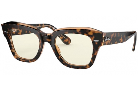 Sunglasses - Ray-Ban® - Ray-Ban® RB2186 STATE STREET - 1292BL HAVANA ON TRANSPARENT LIGHT BROWN // GREY BLUE PHOTOCROMIC