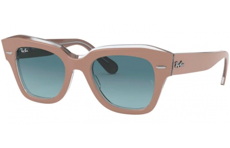 Sunglasses - Ray-Ban® - Ray-Ban® RB2186 STATE STREET - 12973M BEIGE ON TRANSPARENT //  BLUE GRADIENT GREY