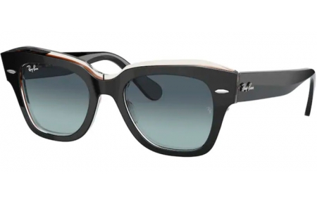 Sunglasses - Ray-Ban® - Ray-Ban® RB2186 STATE STREET - 132241 BLACK ON TRANSPARENT BROWN // GREY VINTAGE