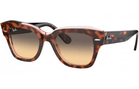 Sunglasses - Ray-Ban® - Ray-Ban® RB2186 STATE STREET - 1324BG HAVANA ON TRANSPARENT PINK // BROWN VINTAGE