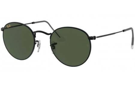 Gafas de Sol - Ray-Ban® - Ray-Ban® RB3447 ROUND METAL - 919931 BLACK // G-15 GREEN