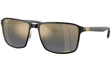 Sunglasses - Ray-Ban® - Ray-Ban® RB3721CH - 187/J0  BLACK ON ARISTA // BLUE MIRROR GOLD POLARIZED