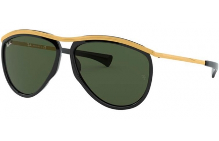 Lunettes de soleil - Ray-Ban® - Ray-Ban® RB2219 OLYMPIAN AVIATOR - 901/31 BLACK // GREEN