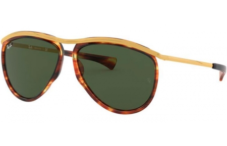 Sunglasses - Ray-Ban® - Ray-Ban® RB2219 OLYMPIAN AVIATOR - 954/31 STRIPPED HAVANA // GREEN