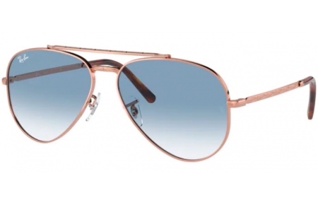 Sunglasses - Ray-Ban® - Ray-Ban® RB3625 NEW AVIATOR - 92023F ROSE GOLD // CLEAR GRADIENT BLUE