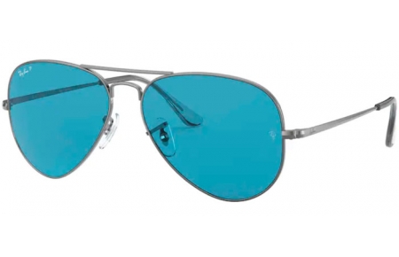 Lunettes de soleil - Ray-Ban® - Ray-Ban® RB3689 AVIATOR METAL II - 004/S2 SHINY GUNMETAL // BLUE POLARIZED