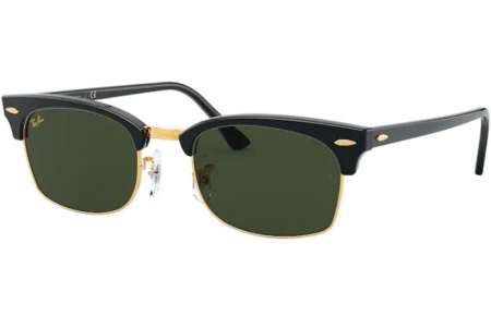 Lunettes de soleil - Ray-Ban® - Ray-Ban® RB3916 CLUBMASTER SQUARE - 130331 SHINY BLACK // GREEN