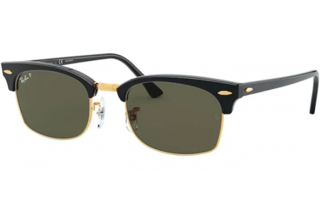 Lunettes de soleil - Ray-Ban® - Ray-Ban® RB3916 CLUBMASTER SQUARE - 130358 SHINY BLACK // GREEN POLARIZED