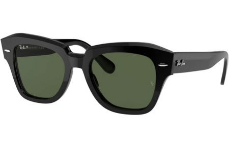 Gafas de Sol - Ray-Ban® - Ray-Ban® RB2186 STATE STREET - 901/58 BLACK // GREEN POLARIZED