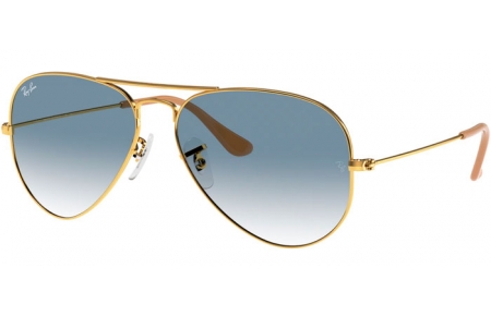 Sunglasses - Ray-Ban® - Ray-Ban® RB3025 AVIATOR LARGE METAL - 001/3F GOLD // CRYSTAL LIGHT BLUE GRADIENT