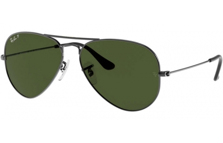 Sunglasses - Ray-Ban® - Ray-Ban® RB3025 AVIATOR LARGE METAL - 004/58  GUNMETAL // CRYSTAL GREEN POLARIZED