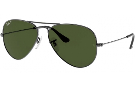 Gafas de Sol - Ray-Ban® - Ray-Ban® RB3025 AVIATOR LARGE METAL - 004/58  GUNMETAL // CRYSTAL GREEN POLARIZED