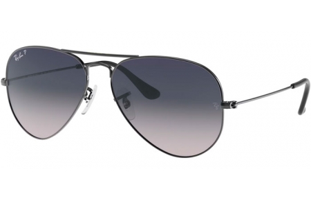 Sunglasses - Ray-Ban® - Ray-Ban® RB3025 AVIATOR LARGE METAL - 004/78  GUNMETAL // CRYSTAL BLUE GRADIENT GREY POLARIZED