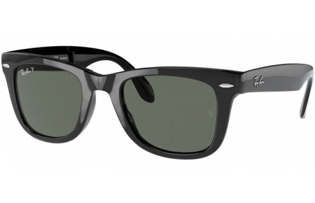 Gafas de Sol - Ray-Ban® - Ray-Ban® RB4105 FOLDING WAYFARER - 601/58 BLACK // CRYSTAL GREEN POLARIZED