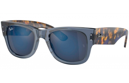 Gafas de Sol - Ray-Ban - RB0840S MEGA WAYFARER - 6638O4 TRANSPARENT DARK BLUE // BLUE MIRROR ANTIREFLECTION
