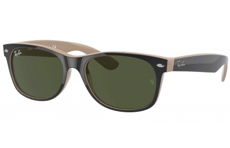 Gafas de Sol - Ray-Ban - RB2132 NEW WAYFARER - 875 TOP BLACK ON BEIGE // CRYSTAL GREEN